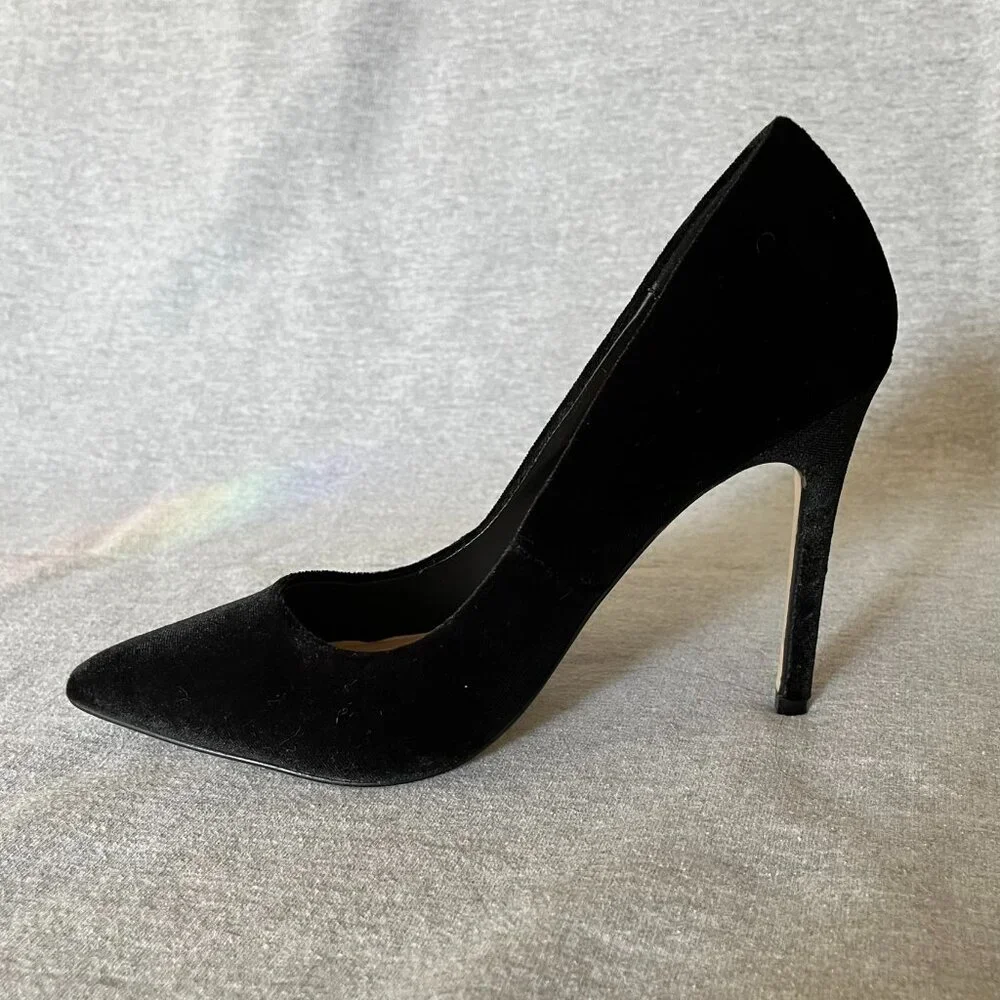 Mix No. 6 Black Velvet Heels w/ Gold Stars. Never Worn. Size 7.5 US | 38 EU - Picture 2 of 12